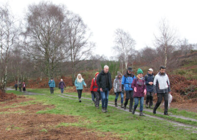 Photo of group crossing Talbot Heath – Feb 7, 2024