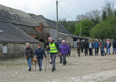 Photo of walkers passing through Blashenwell Farm – April 27, 2024