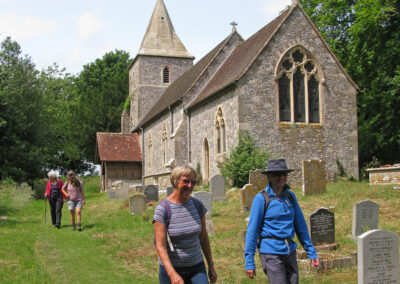 Photo of walkers leaving St Rumbold’s Church, Pentridge – June 4, 2025