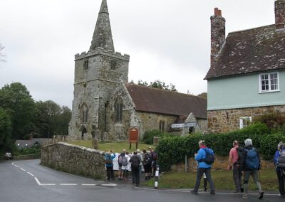Isle of Wight HF Holiday: Photo of walkers arriving at St Peter's Church in Shorwell– September 3, 2025