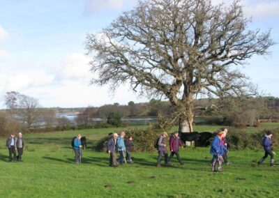Photo of walkers with Newton Bay in the distance – December 13, 2025