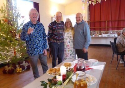 Photo of walkers enjoying sausage rolls, mince pies and mulled wine after the walk – December 20, 2025