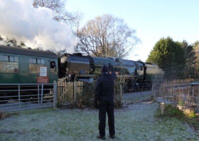 Photo of walker filming the locomotive Eddystone – January 3, 2026