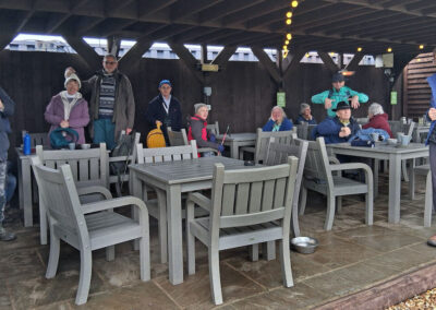 Photo of group taking a mid-walk break at Ferndown Forest golf club – February 21, 2026