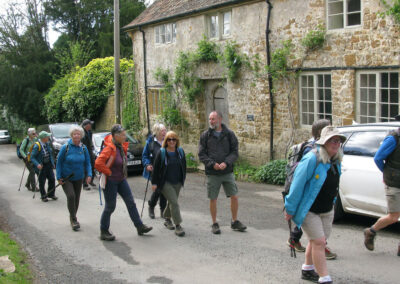 Photo of walkers leaving Symondsbury – April 18, 2026