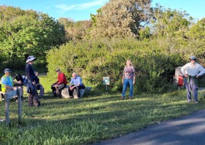 Photo of walkers taking rest break by the Learning Centre at Durlston Country Park – May 21, 2026