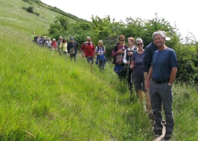 Photo of walkers below Ballard Down – June 10, 2026