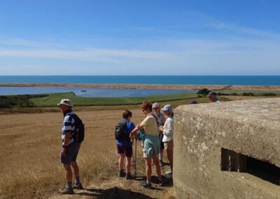 Photo of walkers at pillbox overlooking West Fleet and Chesil Beach – August 1, 2026